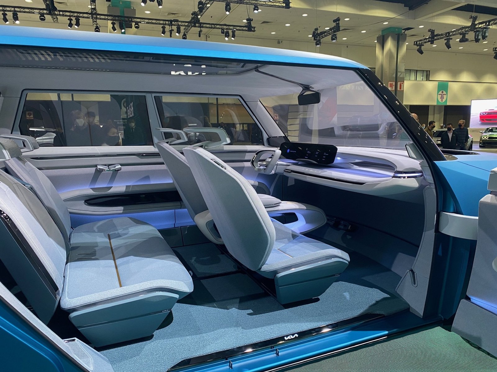 Inside the Kia EV9 concept.