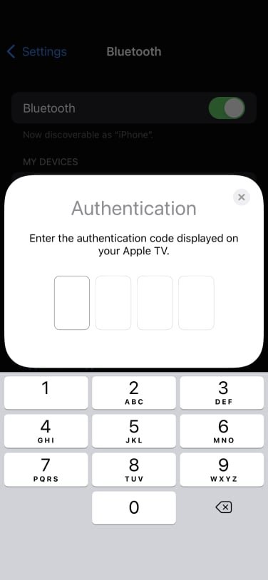 Screenshot of entering verification on iPhone