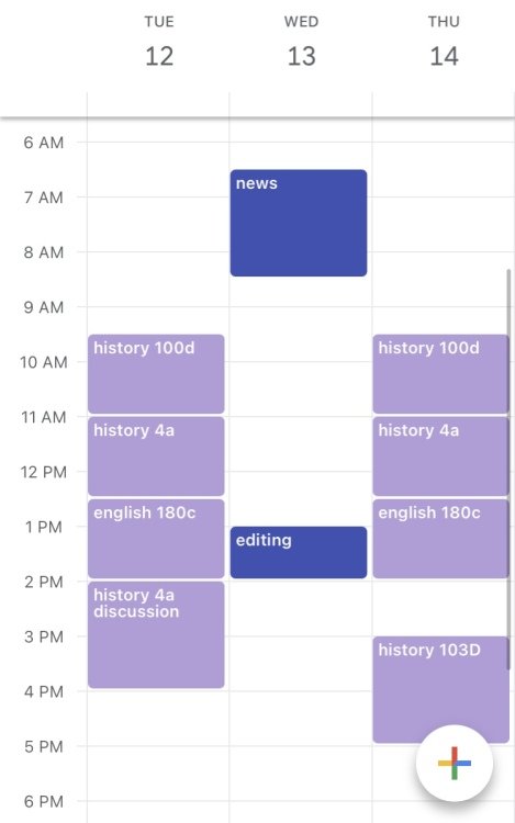 screenshot of google calendar