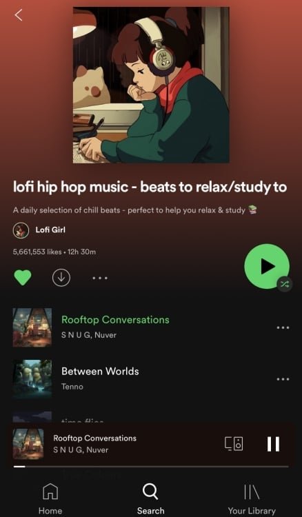 screenshot of spotify